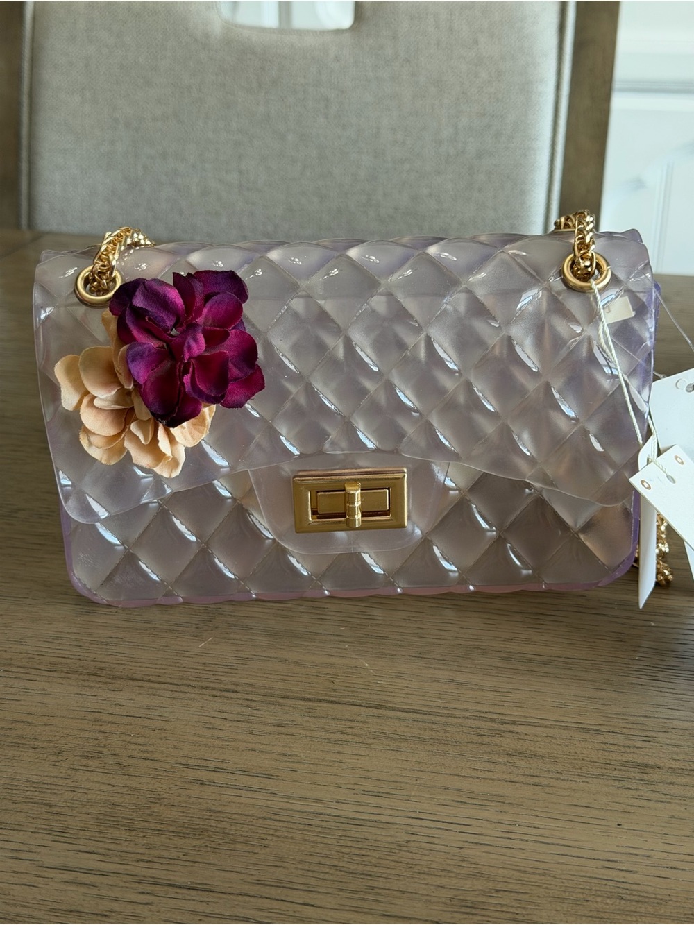 Jelly bag Crossbody Bag with Floral Accent clear